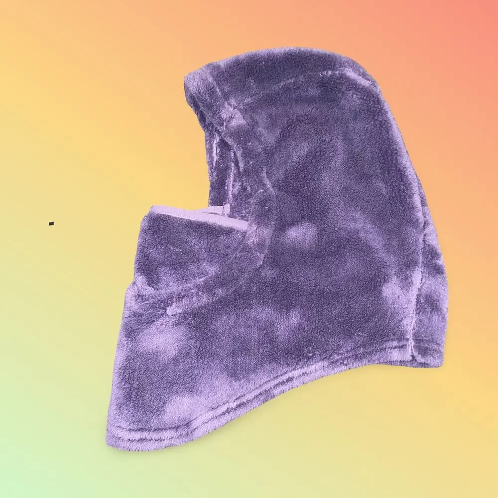 LL Bean Youth Fleece Balaclava Hood Ski Mask Purple Winter Warm Boy Girl Snow